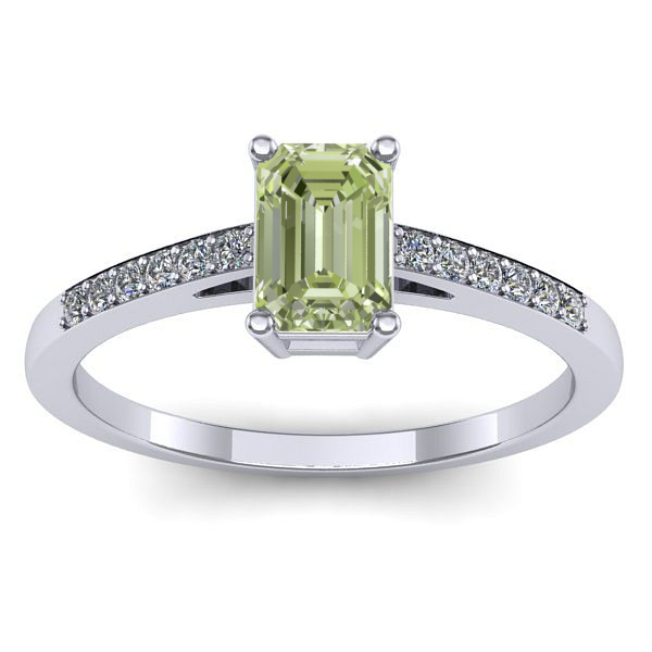Inel de logodna cu diamant de laborator verde dreptunghiular