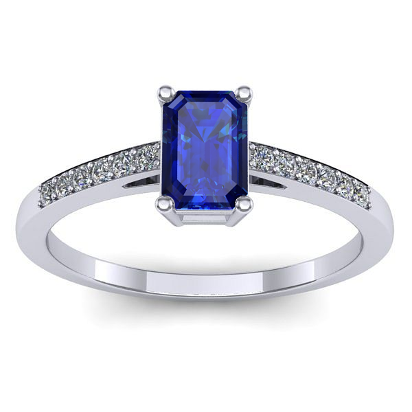 Inel logodna cu safir dreptunghiular