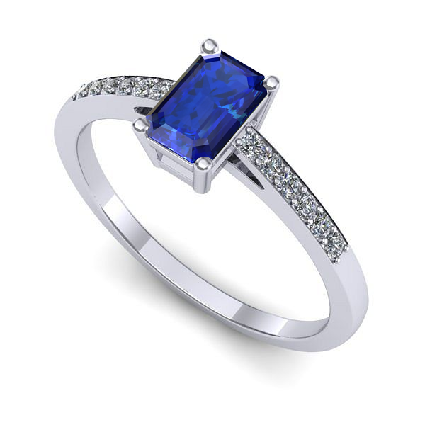 Inel din aur alb cu safir