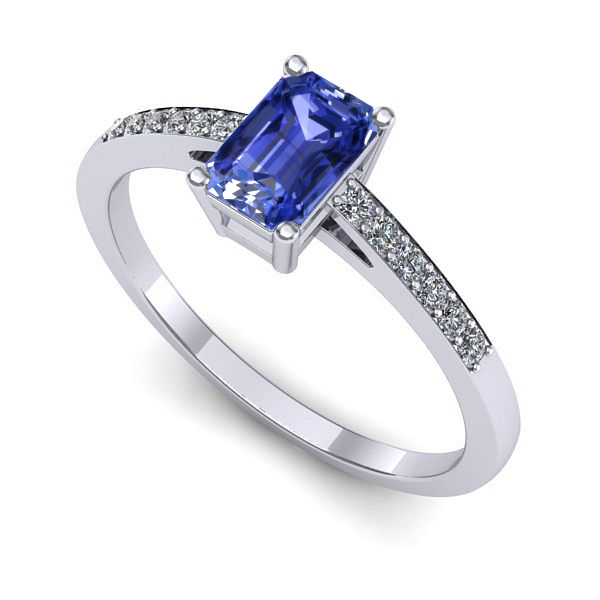 Inel din aur alb cu tanzanit