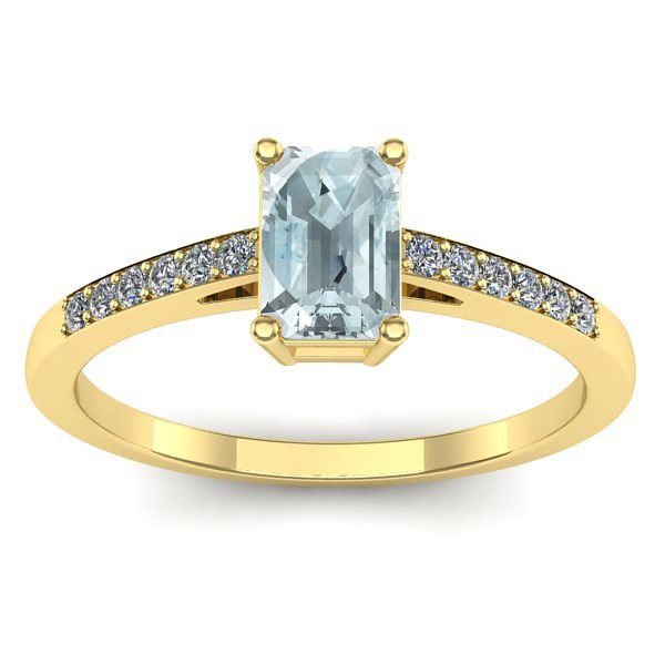 Inel cu aquamarin dreptunghiular