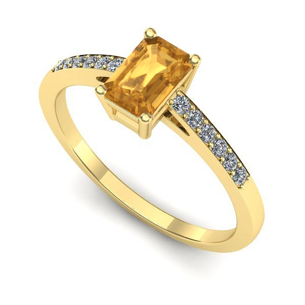 Inel logodna din aur galben cu citrin
