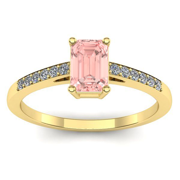 Inel logodna cu diamant de laborator roz dreptunghiular