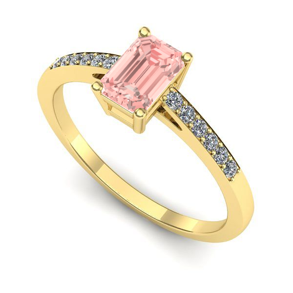 Inel de logodna din aur galben cu diamant de laborator roz