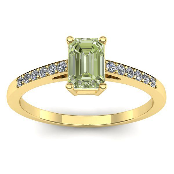 Inel logodna cu diamant de laborator verde dreptunghiular