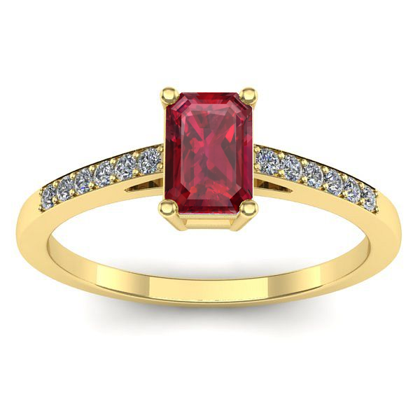 Inel de logodna cu rubin dreptunghiular