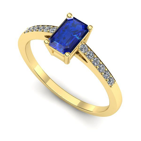 Inel logodna din aur galben cu safir