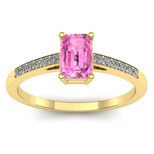 Inel cu safir roz dreptunghiular