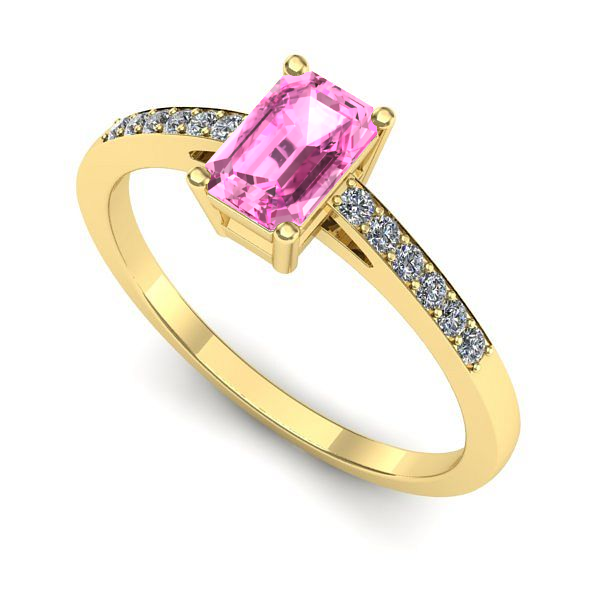 Inel logodna din aur galben cu safir roz