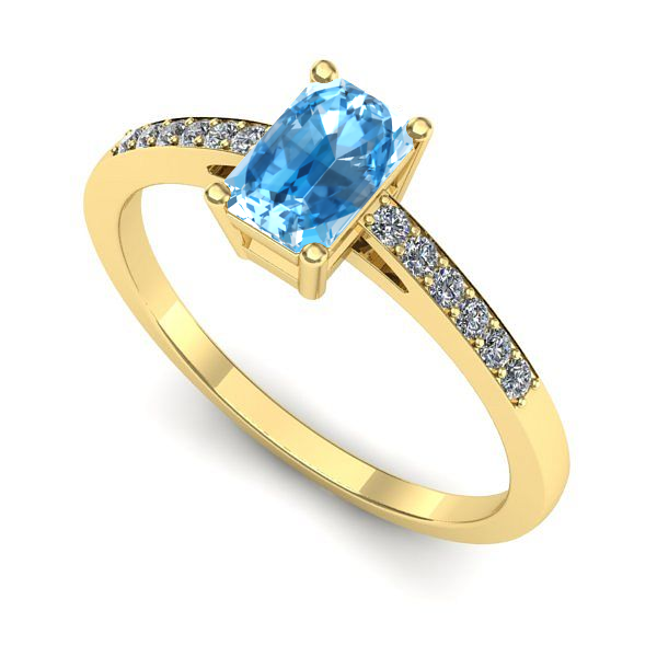 Inel de logodna din aur galben cu topaz blue
