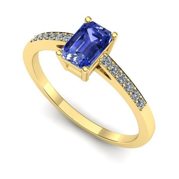 Inel de logodna din aur galben cu tanzanit