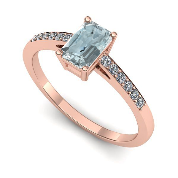 Inel din aur roz cu aquamarin