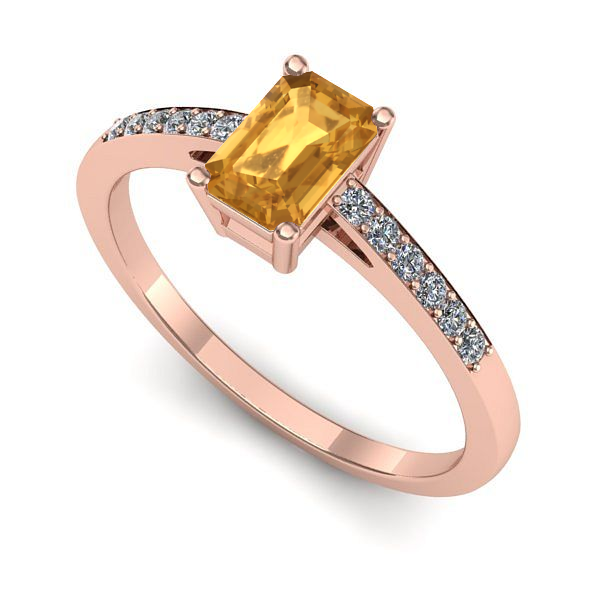 Inel logodna din aur roz cu citrin