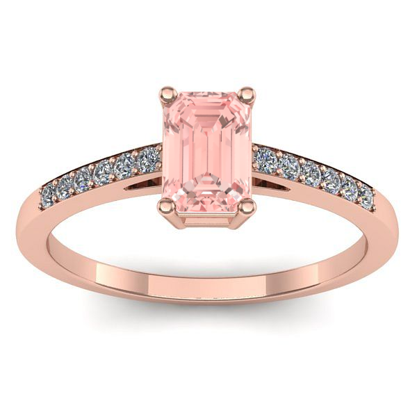 Inel logodna cu diamant de laborator roz dreptunghiular