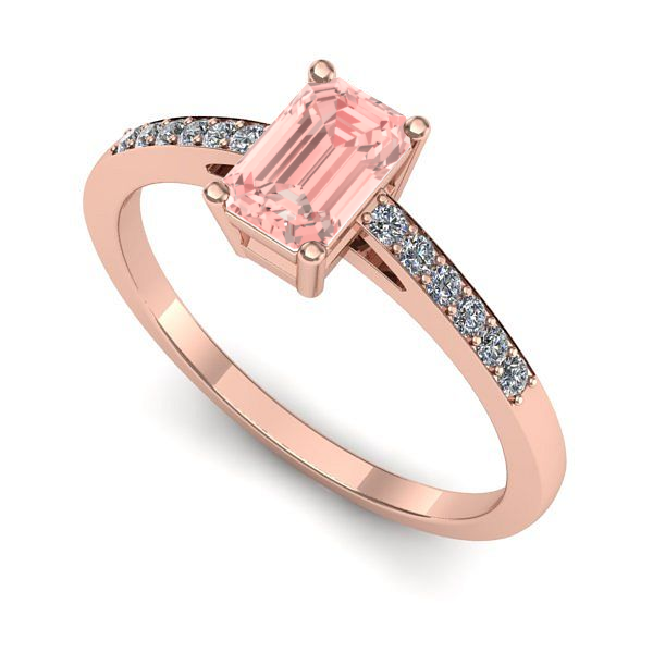 Inel logodna din aur roz cu diamant de laborator roz