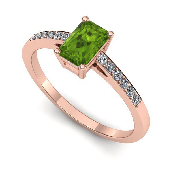 Inel de logodna din aur roz cu peridot