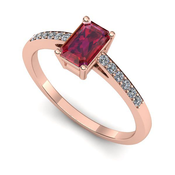 Inel de logodna din aur roz cu rubin