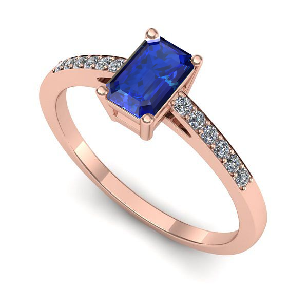 Inel de logodna din aur roz cu safir