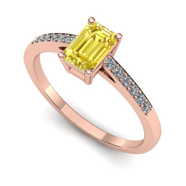 Inel din aur roz cu safir galben