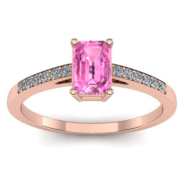 Inel logodna cu safir roz dreptunghiular