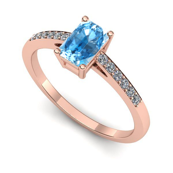 Inel de logodna din aur roz cu topaz blue