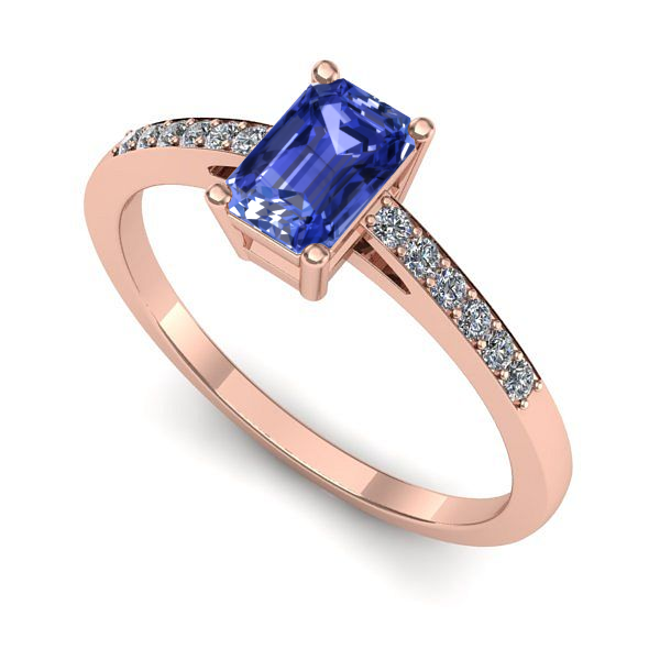 Inel din aur roz cu tanzanit