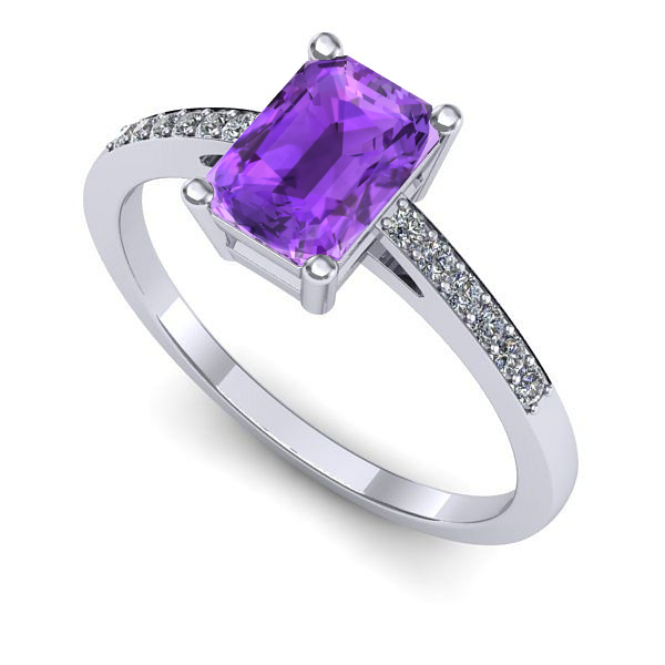 Inel de logodna din aur alb cu ametist