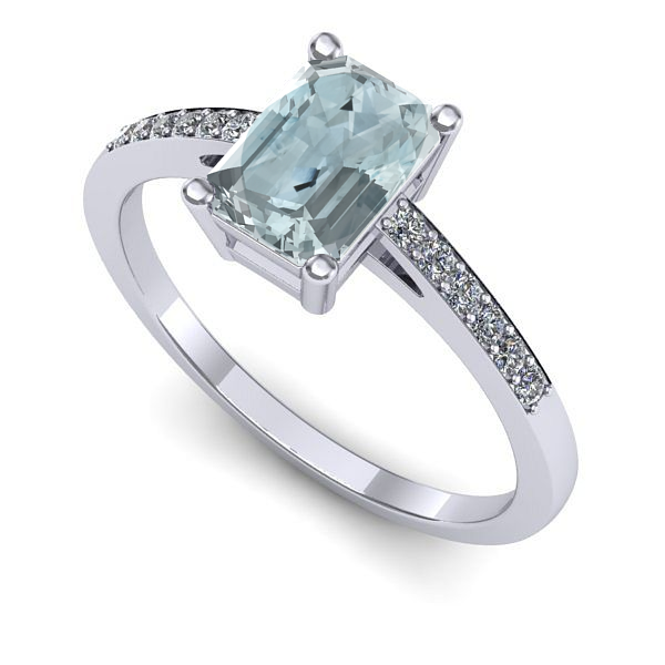 Inel de logodna din aur alb cu aquamarin