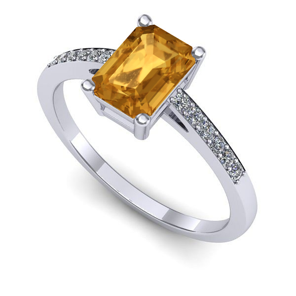 Inel din aur alb cu citrin