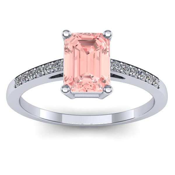 Inel logodna cu diamant de laborator roz dreptunghiular