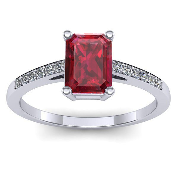 Inel logodna cu rubin dreptunghiular