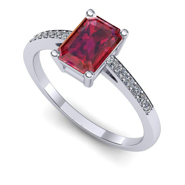 Inel din aur alb cu rubin