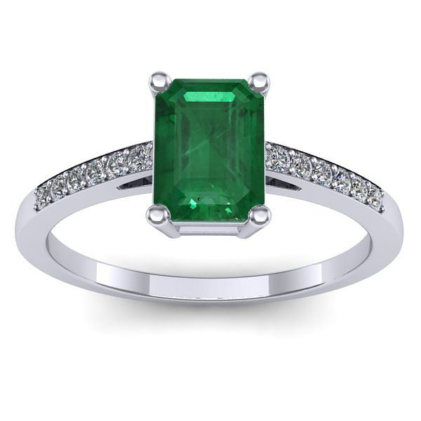 Inel de logodna cu smarald dreptunghiular
