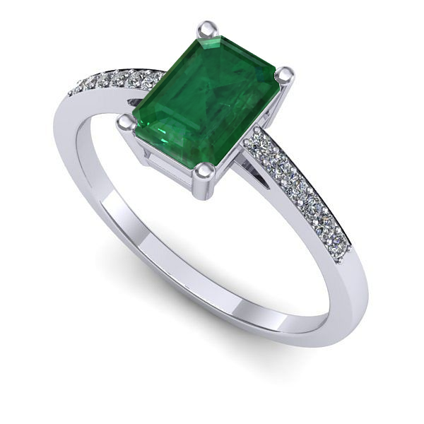 Inel din aur alb cu smarald