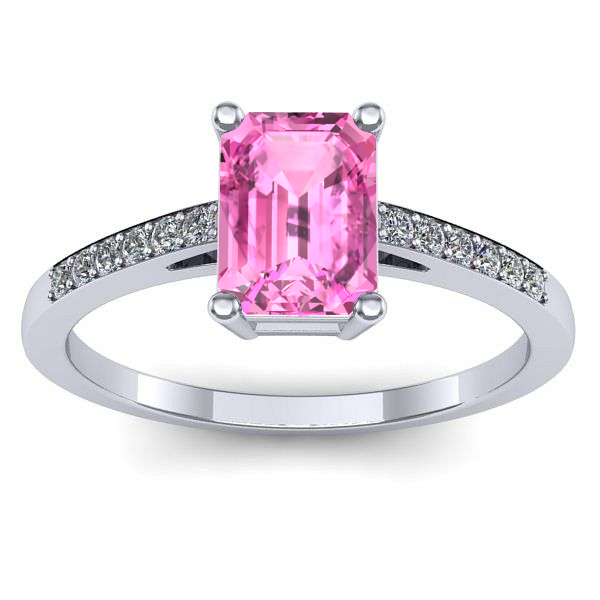 Inel cu safir roz dreptunghiular