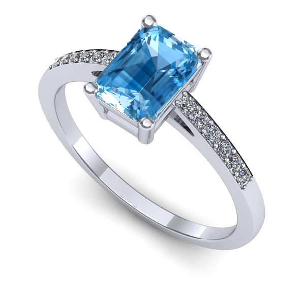 Inel din aur alb cu topaz blue