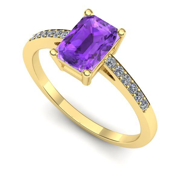 Inel logodna din aur galben cu ametist