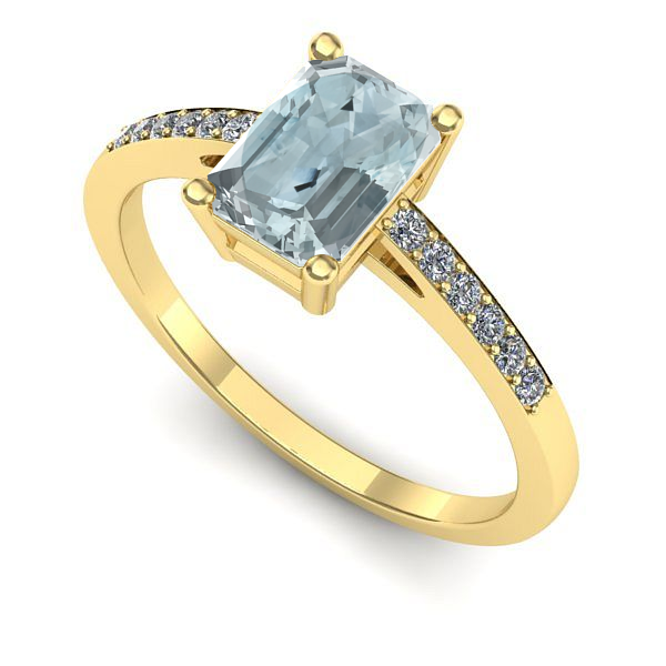 Inel din aur galben cu aquamarin