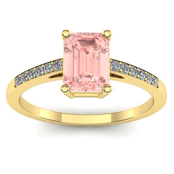 Inel de logodna cu diamant de laborator roz dreptunghiular