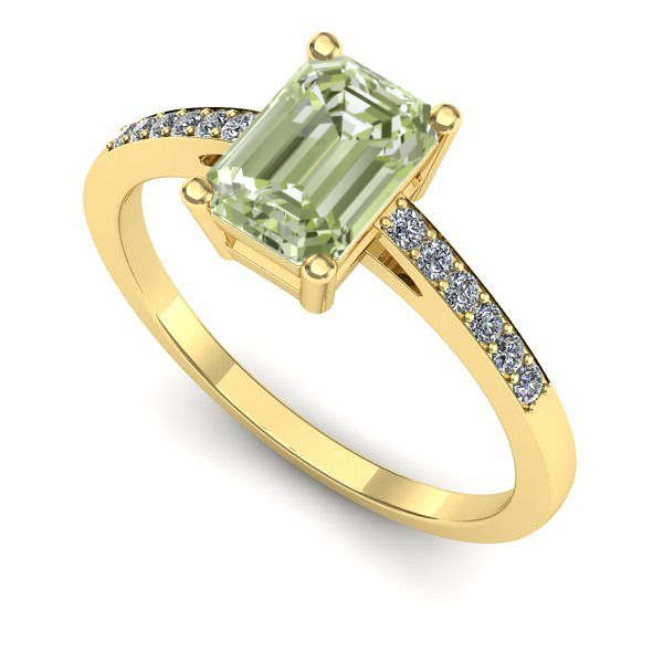 Inel din aur galben cu diamant de laborator verde