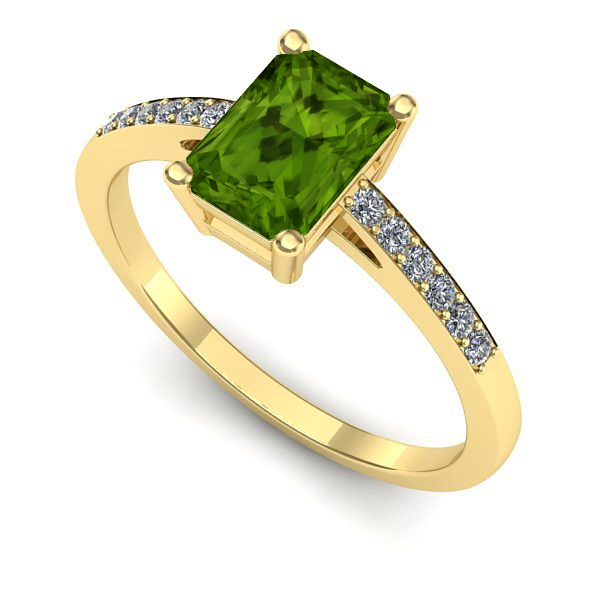 Inel logodna din aur galben cu peridot