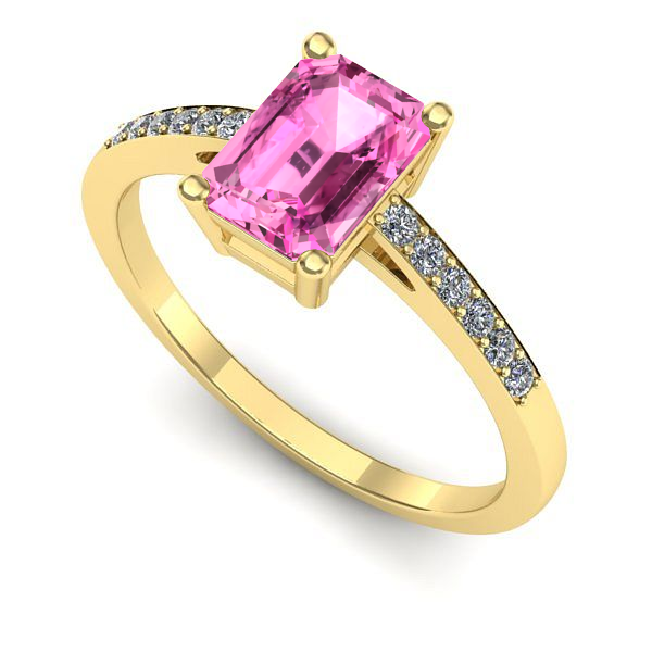 Inel de logodna din aur galben cu safir roz