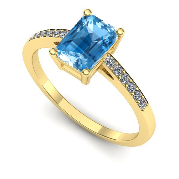 Inel de logodna din aur galben cu topaz blue