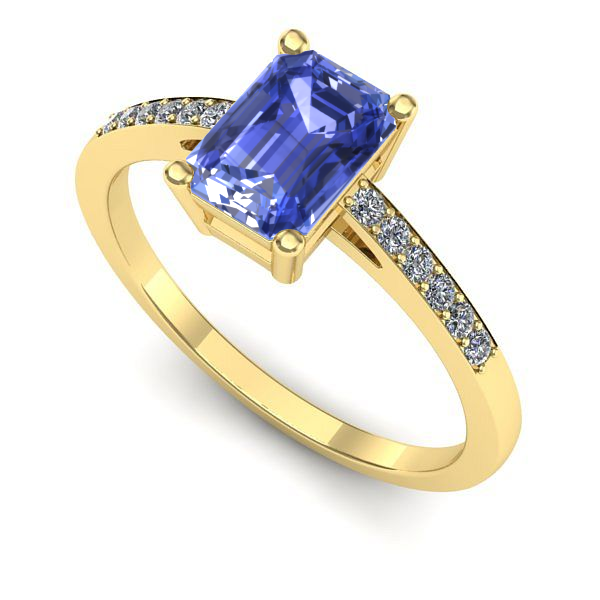 Inel logodna din aur galben cu tanzanit