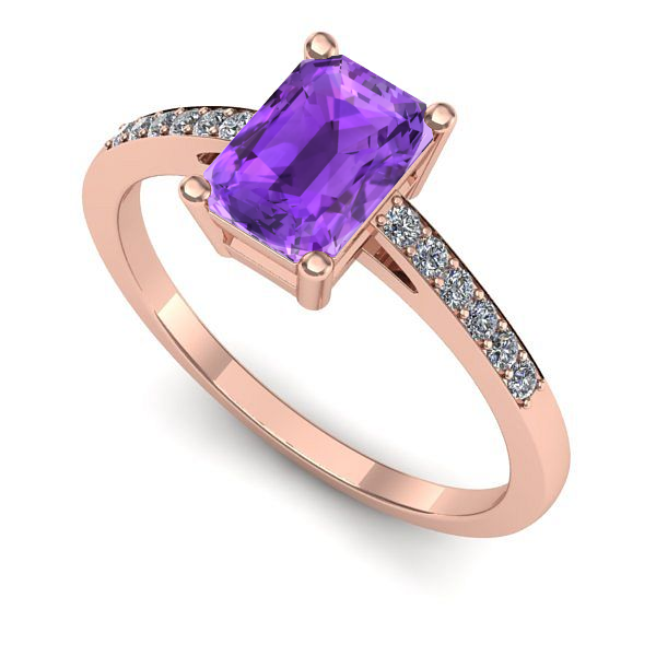 Inel de logodna din aur roz cu ametist