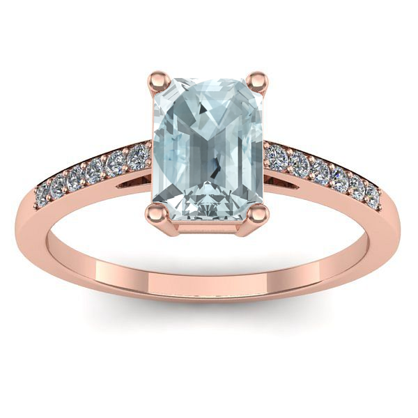 Inel logodna cu aquamarin dreptunghiular