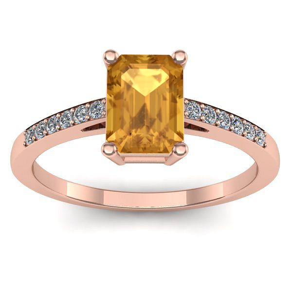 Inel cu citrin dreptunghiular