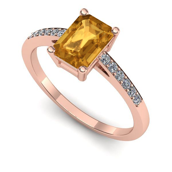 Inel din aur roz cu citrin