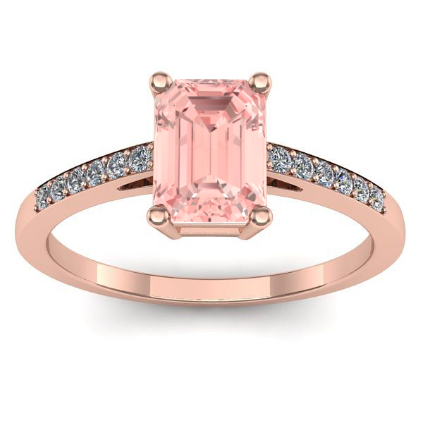 Inel cu diamant de laborator roz dreptunghiular