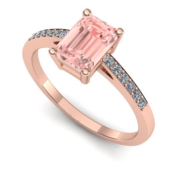 Inel logodna din aur roz cu diamant de laborator roz